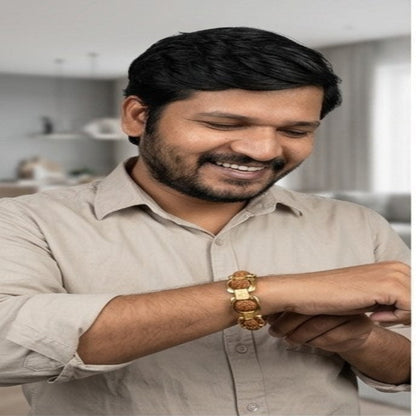 Gold plated rudraksha bracelet